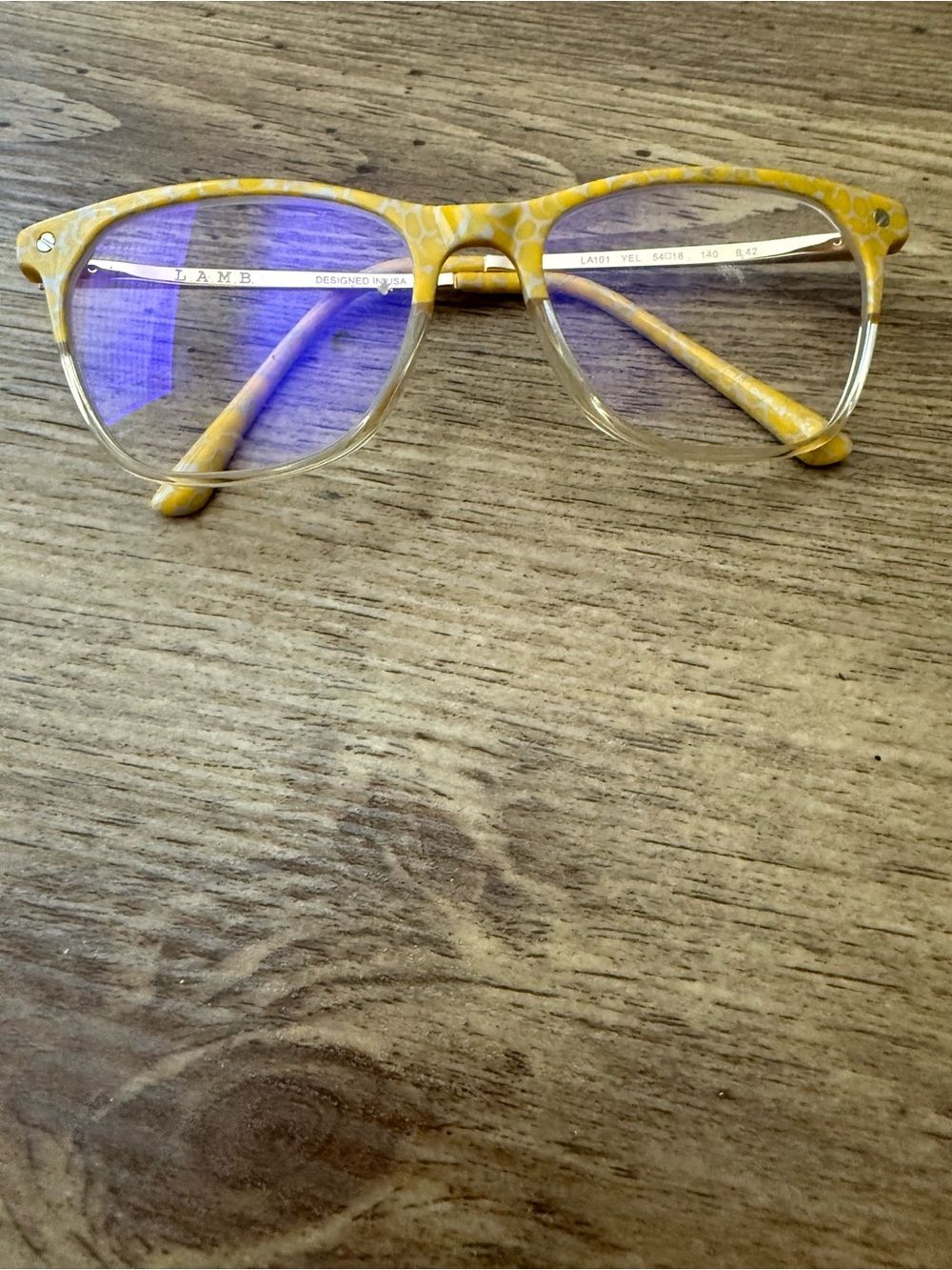 L.A.M.B. LA101 YELLOW SPOTTED AUTHENTIC FULL RIM EYEGLASSES FRAMES 54-18-140